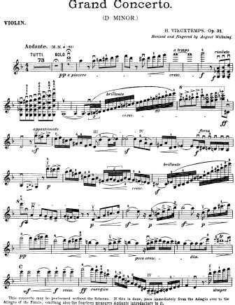 Henry Vieuxtemps Violin Concerto No.4 In D Minor, Opus 31 1st And 2nd Movement